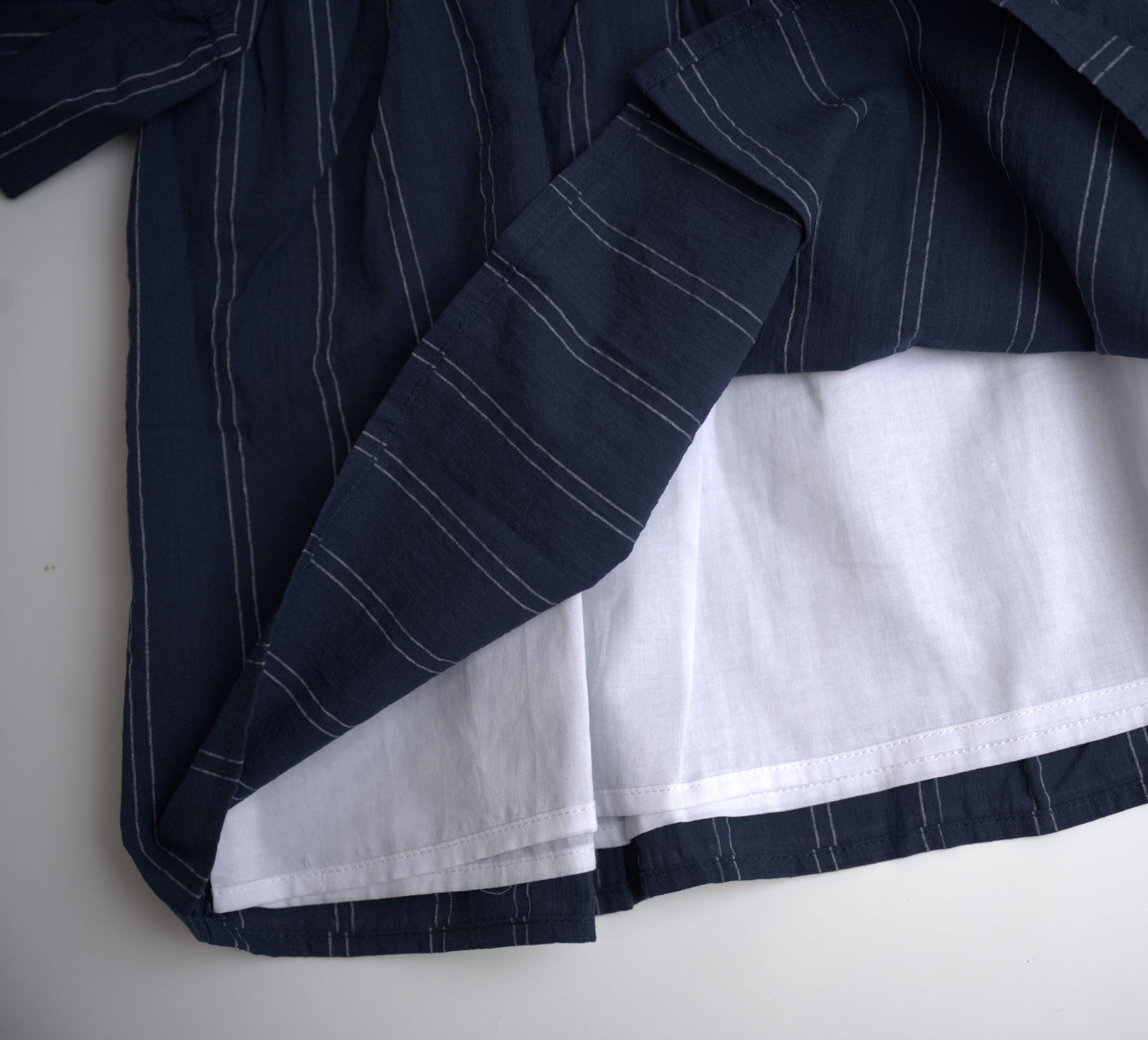 ettie and hh clown dress navy long sleeve dress navy pinstripe