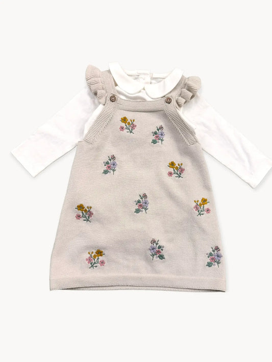 Viverano Organics Floral Embroidered Tunic Baby knit Dress Set