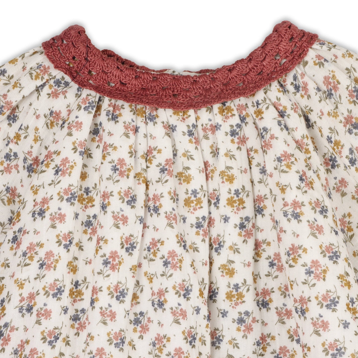 Viverano Organics Floral Lace Collar Muslin Dress & Bloomer (Organic) – Natural