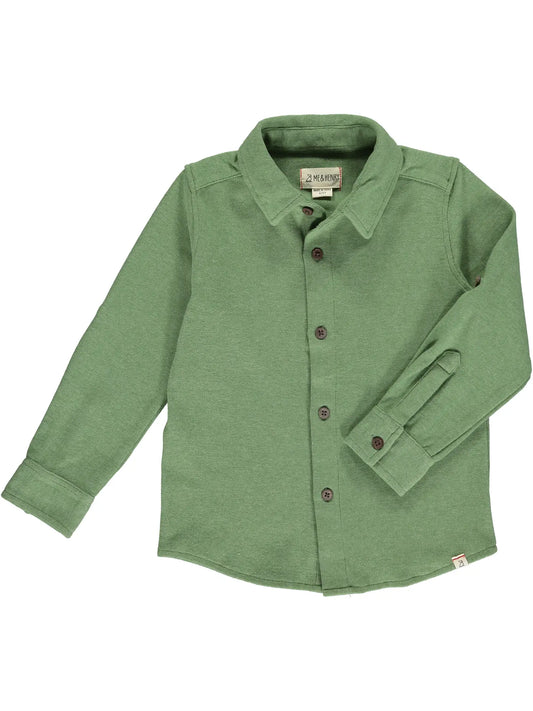me and Henry green Columbia jersey long sleeve collared shirt