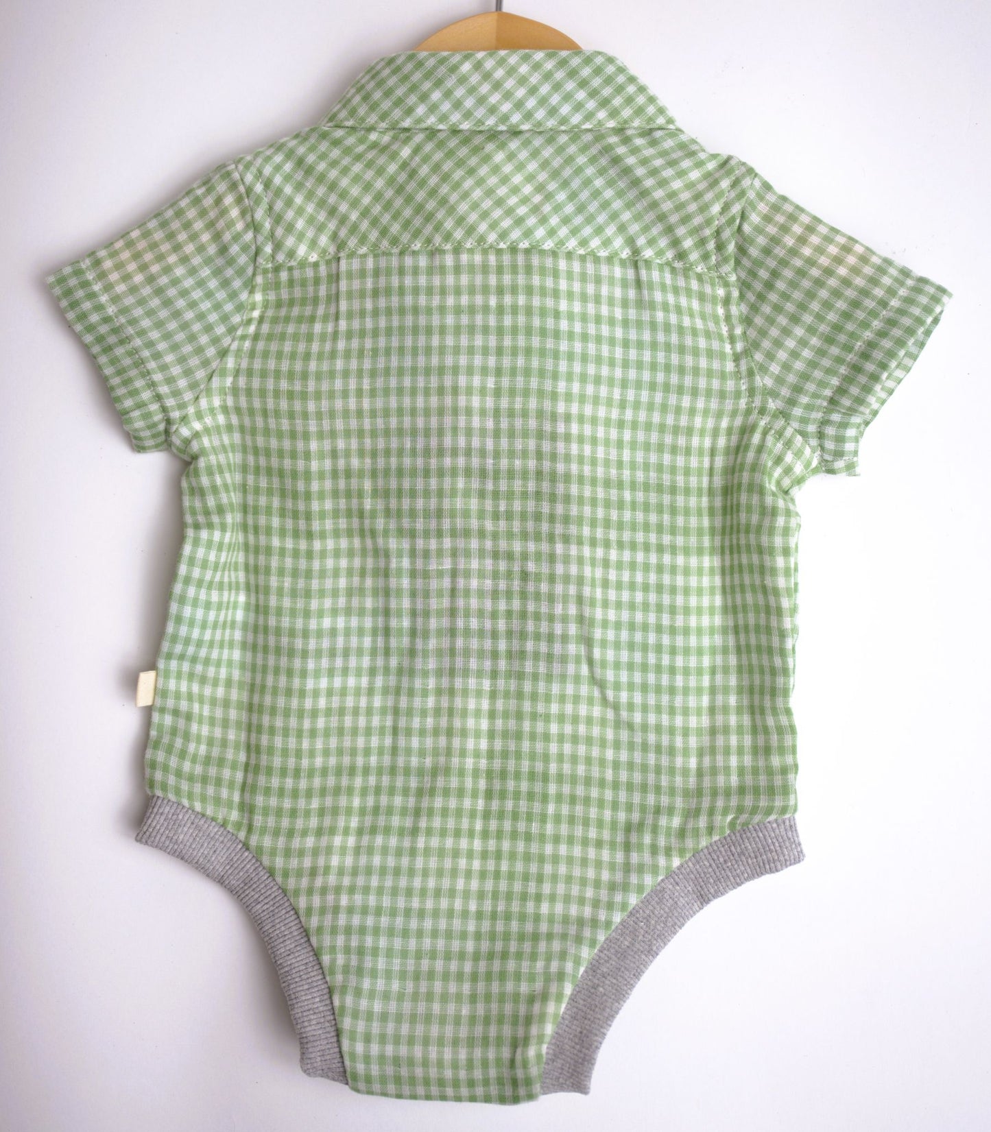Me & Henry Helford Woven Onesie – Green Plaid