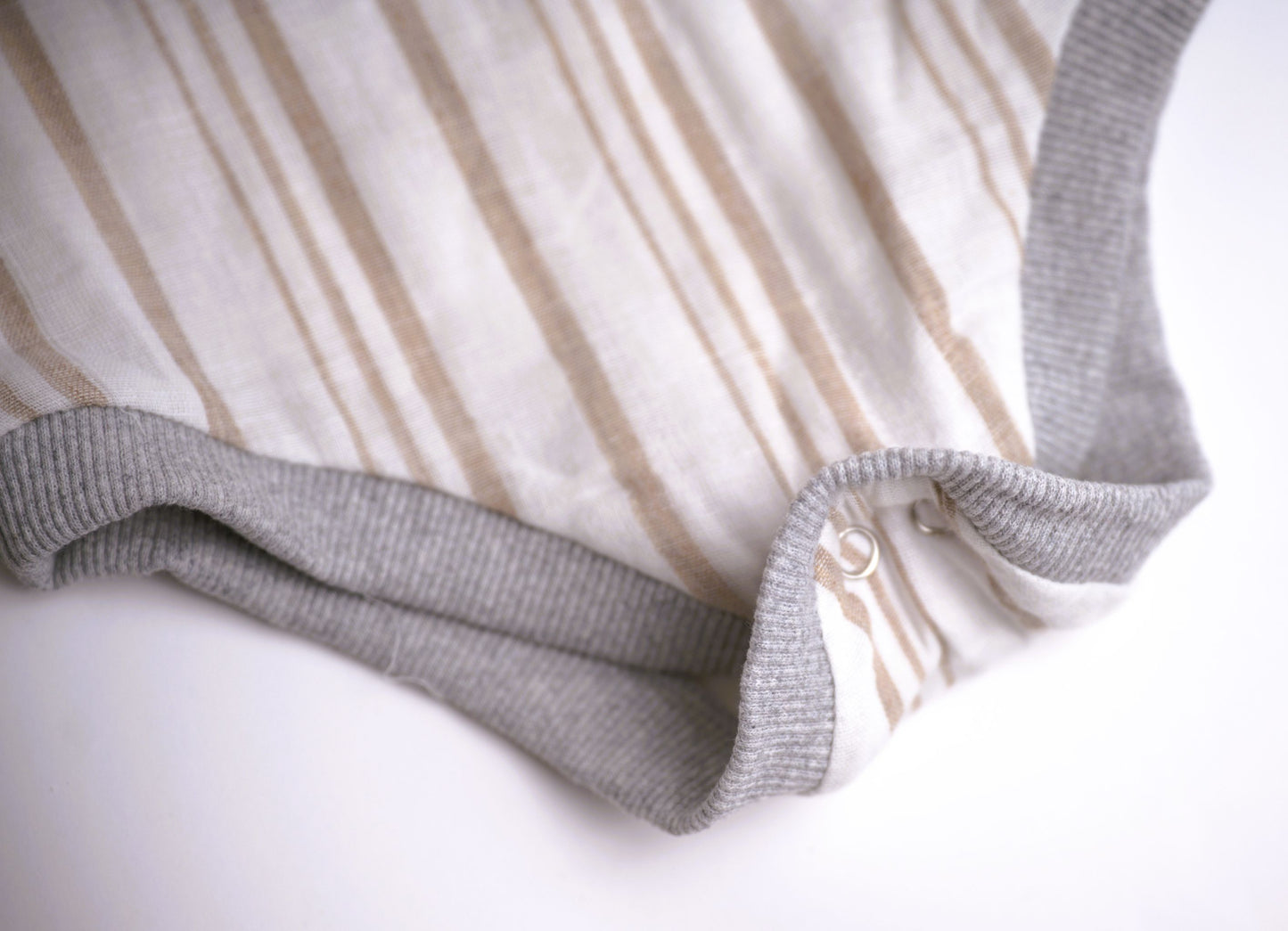 Me & Henry Helford Woven Onesie – Cream/Beige Stripe