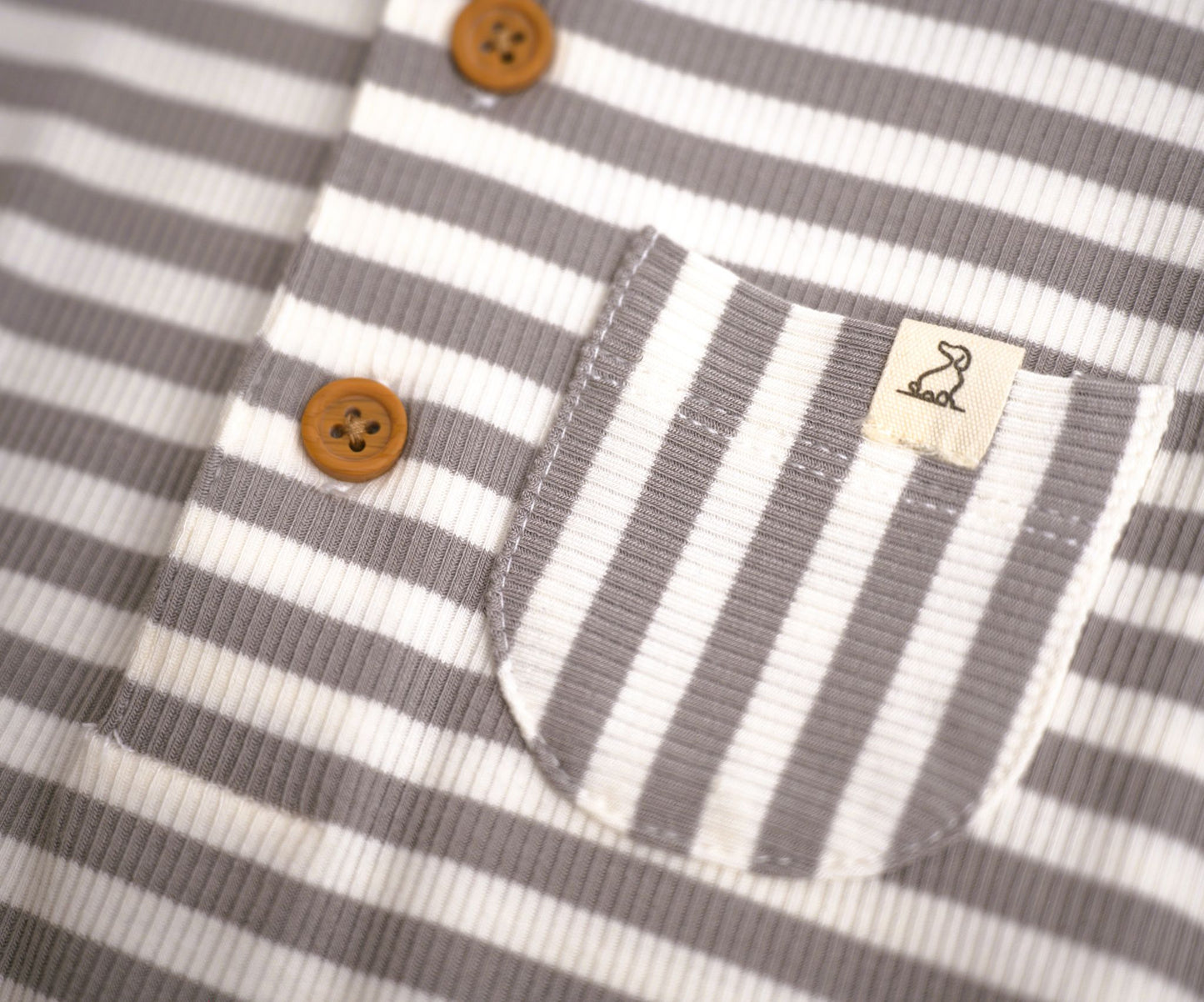 Me & henry, grey and white striped short sleeve romper for the boys.