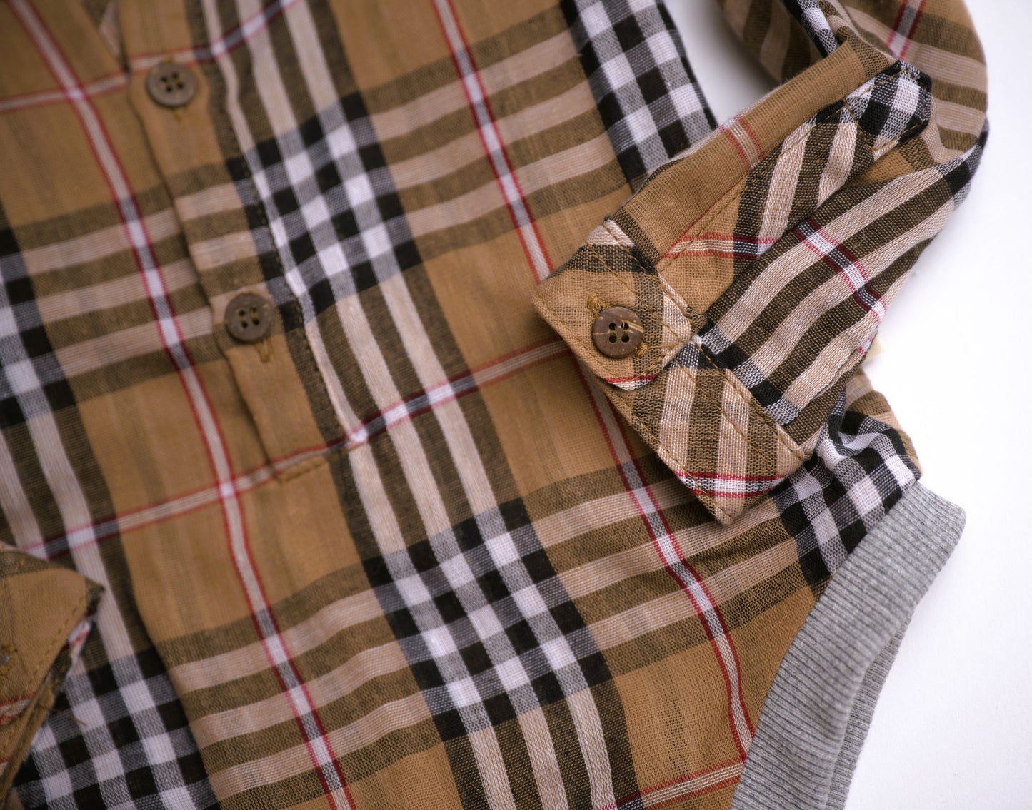 Me & Henry Jasper Woven Onesie – Brown/Black/Red Plaid
