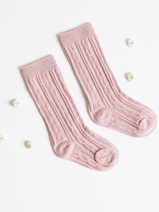 Little Love Bug Company Cable Knit Knee High Socks – Pink