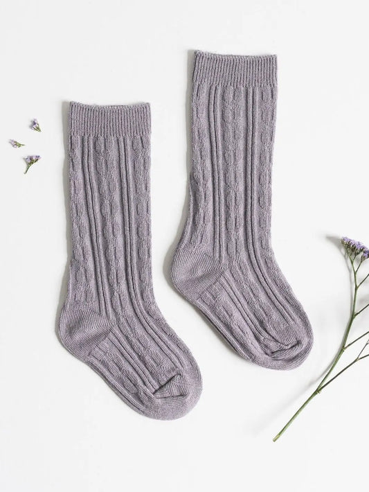Little Love Bug Company Cable Knit Knee High Socks – Lavender