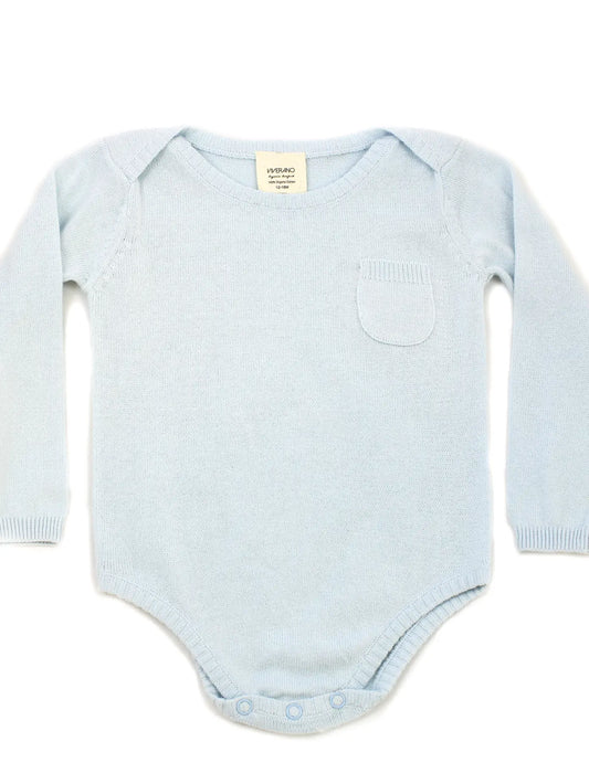 Viverano Organics Milan Long Sleeve Sweater Knit Baby Bodysuit (Organic Cotton) - Flat Knit/Blue