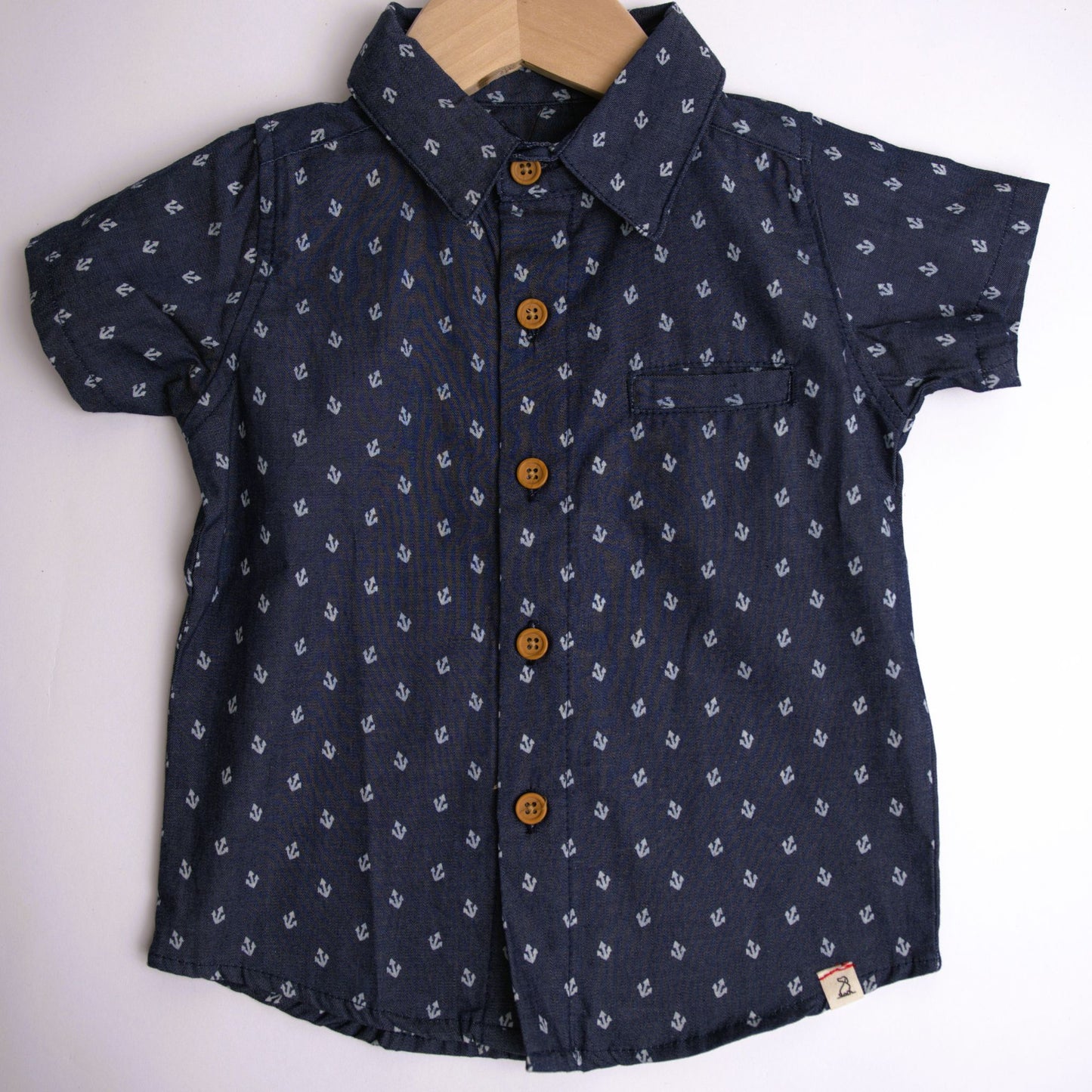 Me & Henry Maui Anchor Print Woven Shirt – Navy