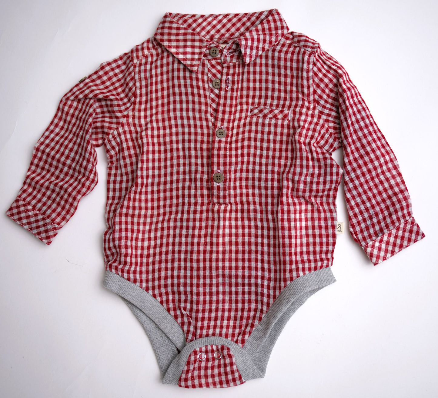 Me & Henry Jasper Woven Onesie – Red Micro Plaid