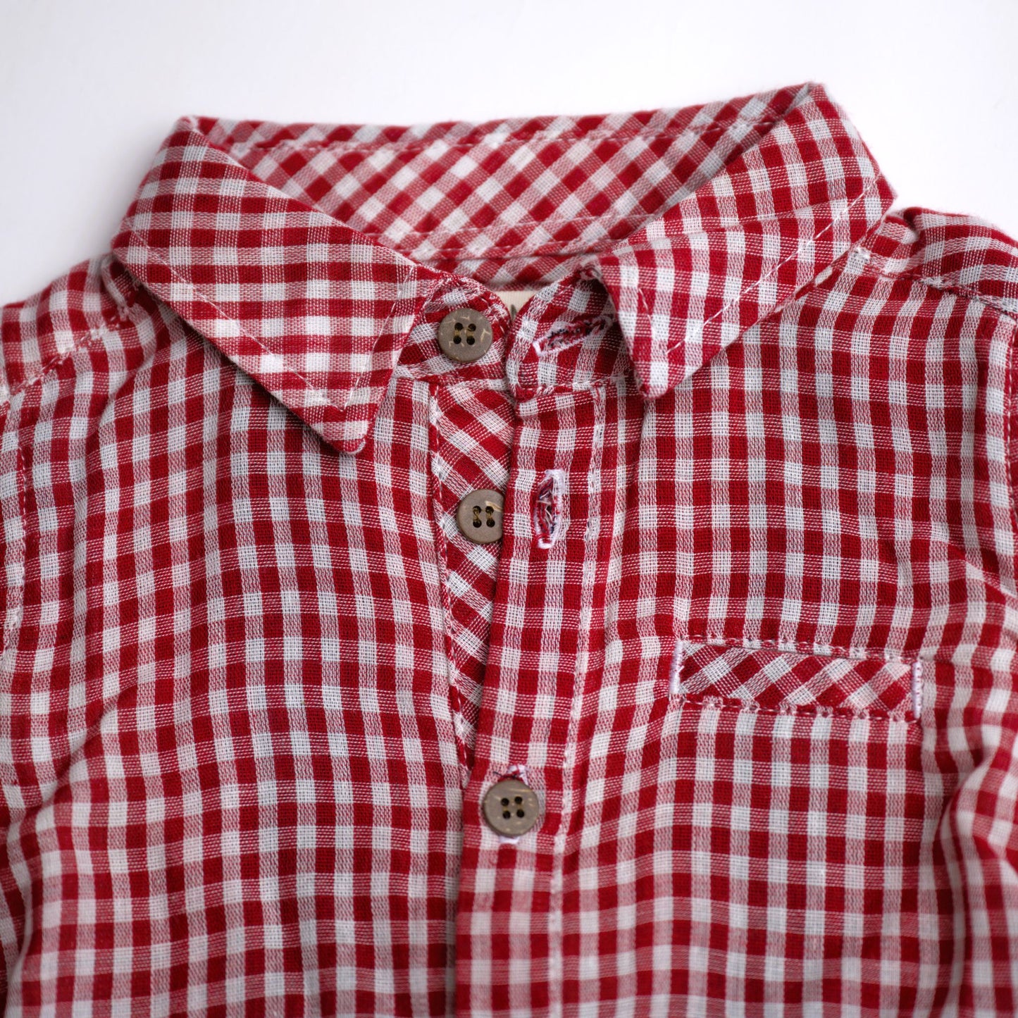 Me & Henry Jasper Woven Onesie – Red Micro Plaid