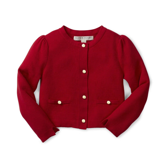 hope and henry, red, milano stitch, cardigan, long sleeve, dressy, christmas, organic cotton