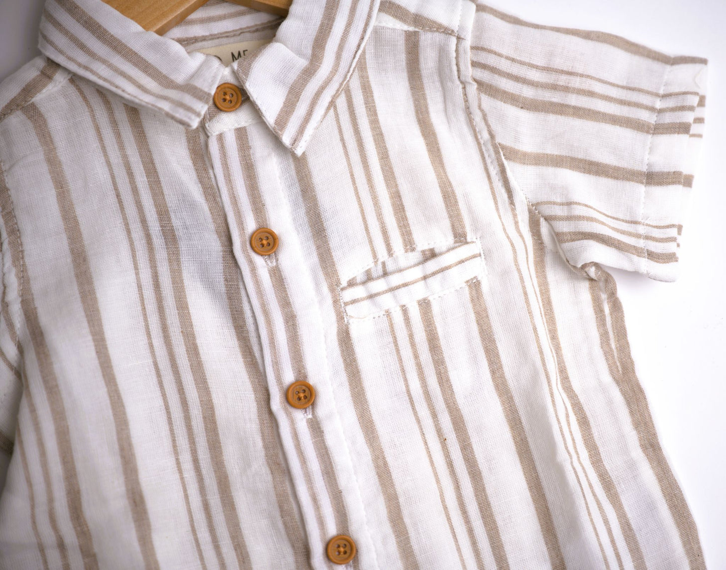 Me & Henry Newport Woven Shirt – Cream/Beige Stripe