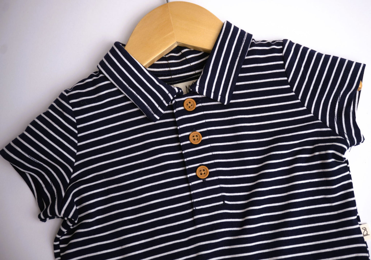 Me & Henry Jetty Polo Jersey Onesie – Navy/White