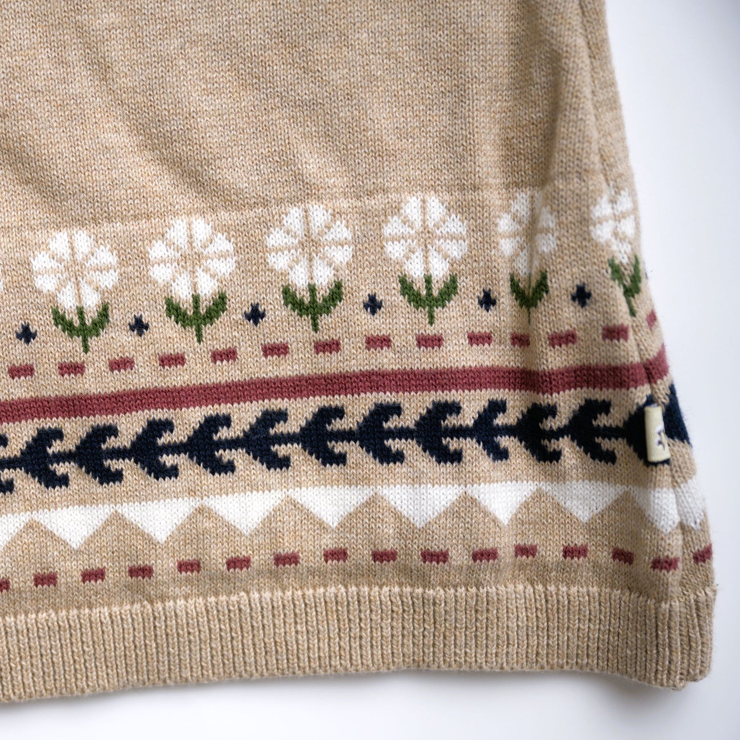 Viverano Organics Fair Isle Baby Girl Sweater Knit Dress (Organic Cotton) – Oatmeal Heather