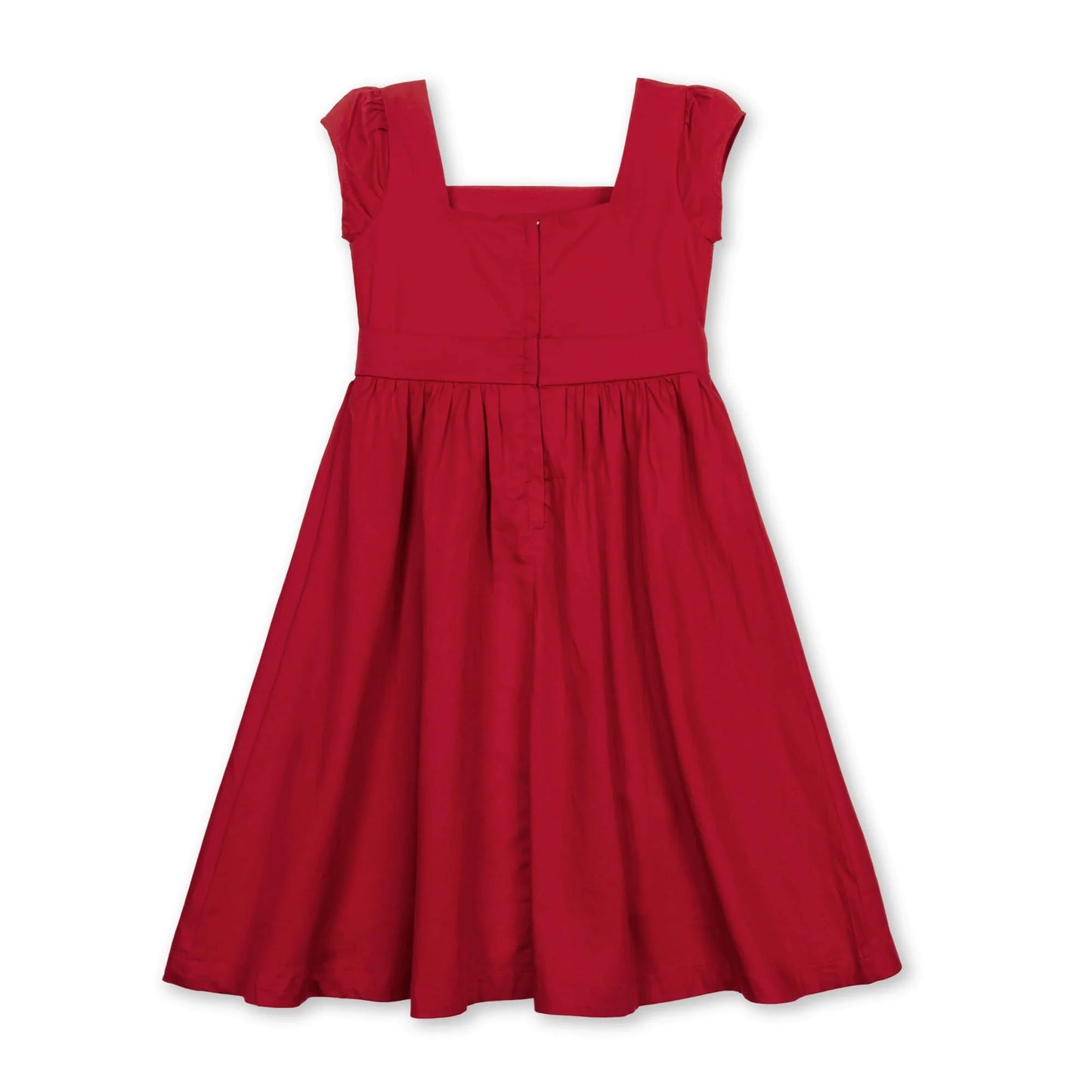 organic cotton sateen dress in festive red