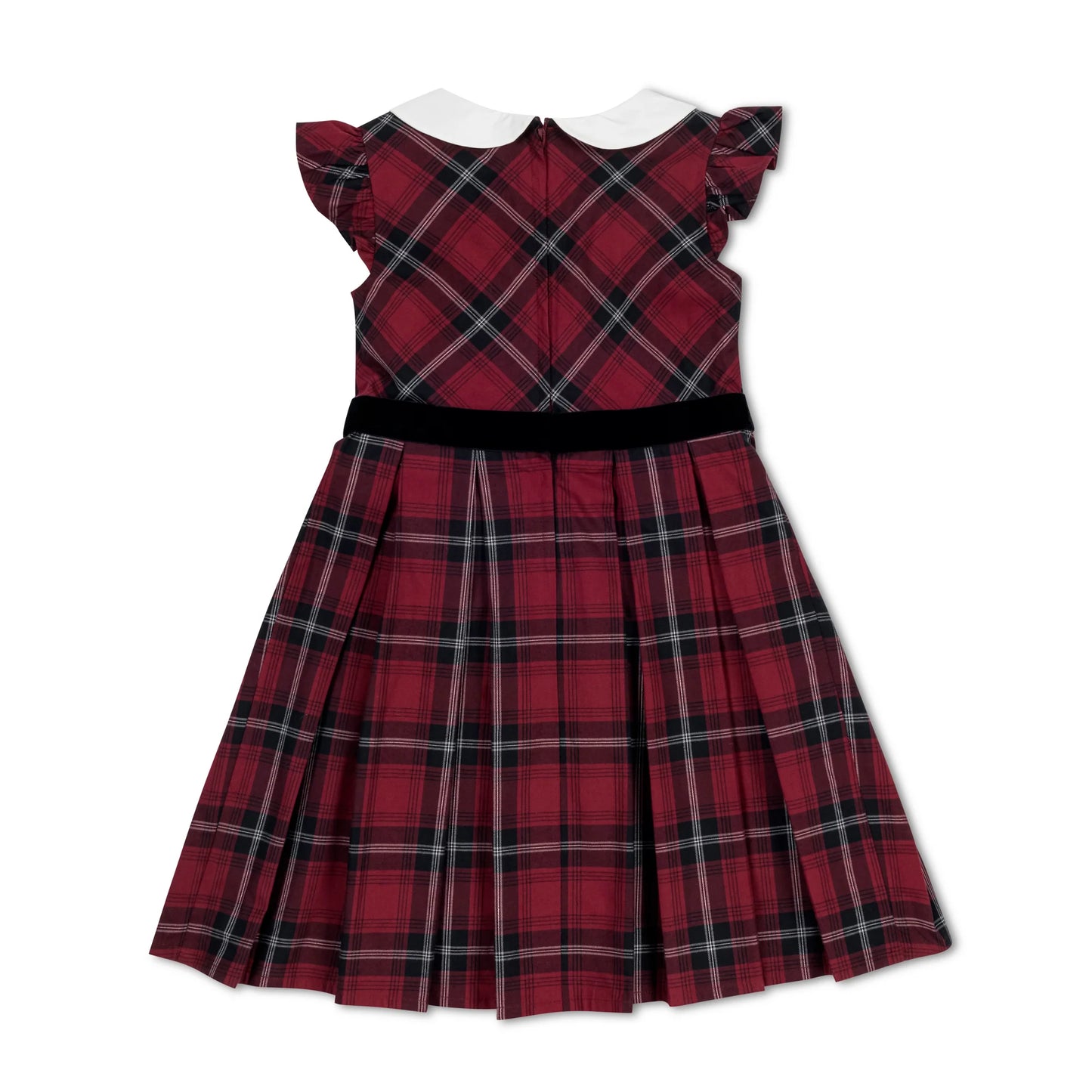 Hope and Henry Organic Peter Pan Collar Party Dress – Oxblood City Plaid