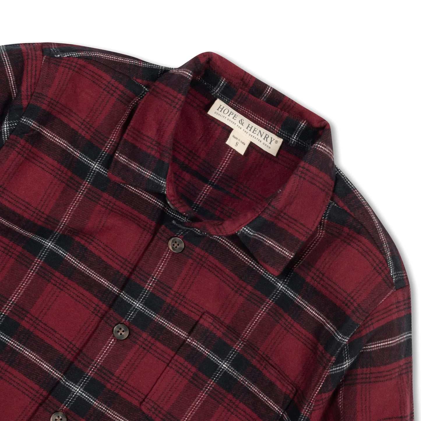 Hope and Henry Organic Flannel Shirt – Oxblood City Plaid