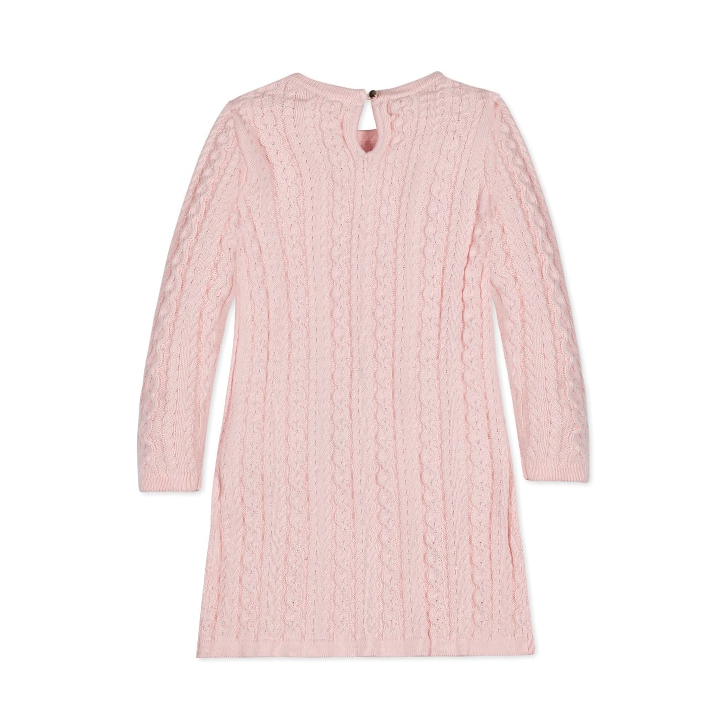 Hope and Henry Organic Cable Bow Sweater Dress – Pale Pink Cable