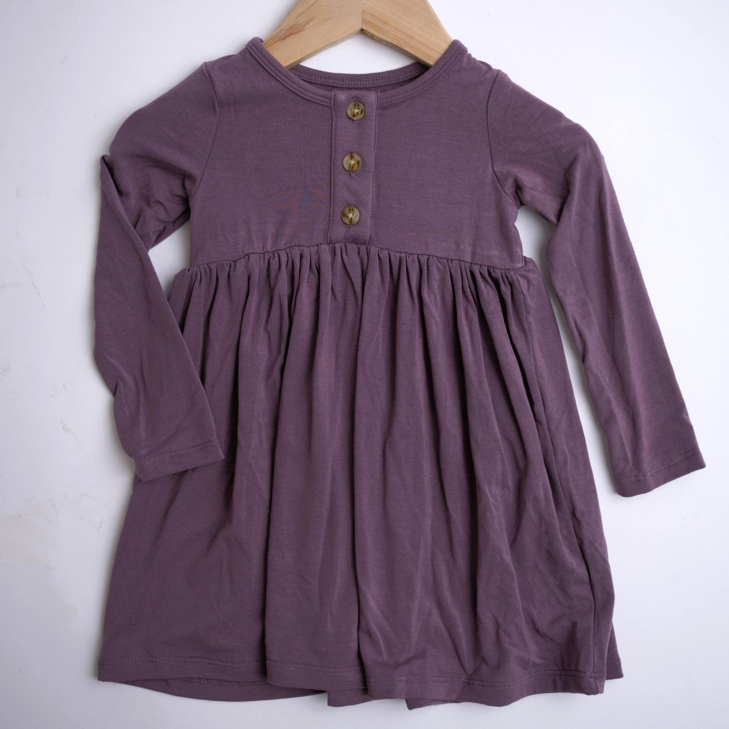 babysprouts plum henley dress baby girl's button neck long sleeve
