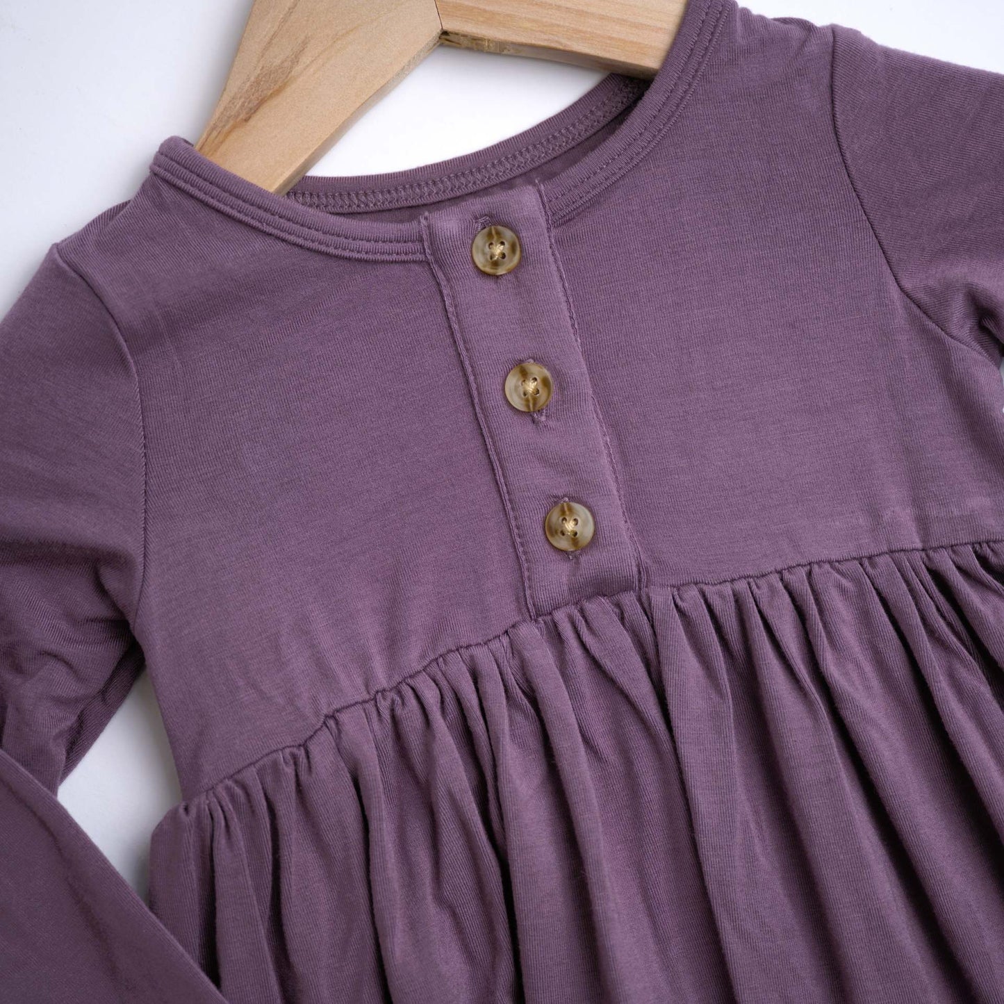 babysprouts plum henley dress baby girl's button neck long sleeve