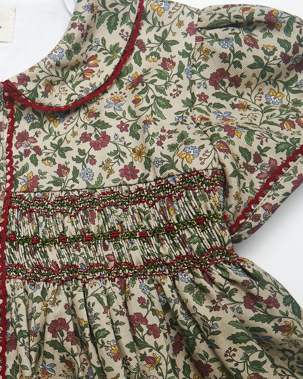 Pi&Pa Poinsettia Christmas Smock Knitted Girl's Dress