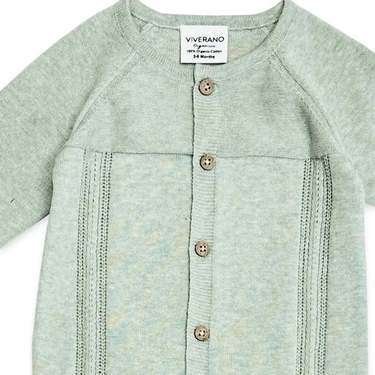 Viverano Organics Pointelle Cable Knit Baby Jumpsuit (Organic Cotton) – Sage Heather