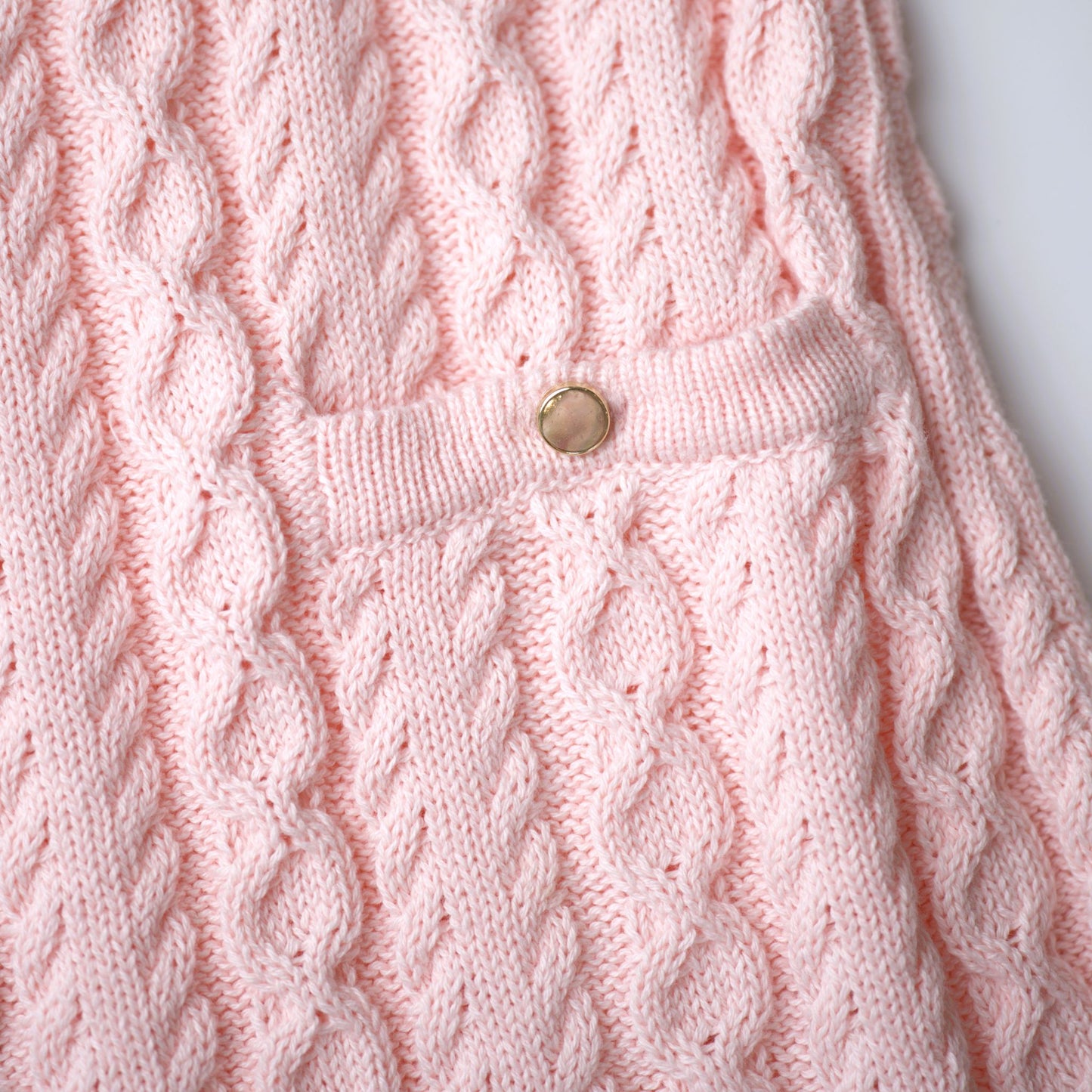 Hope and Henry Organic Cable Bow Sweater Dress – Pale Pink Cable