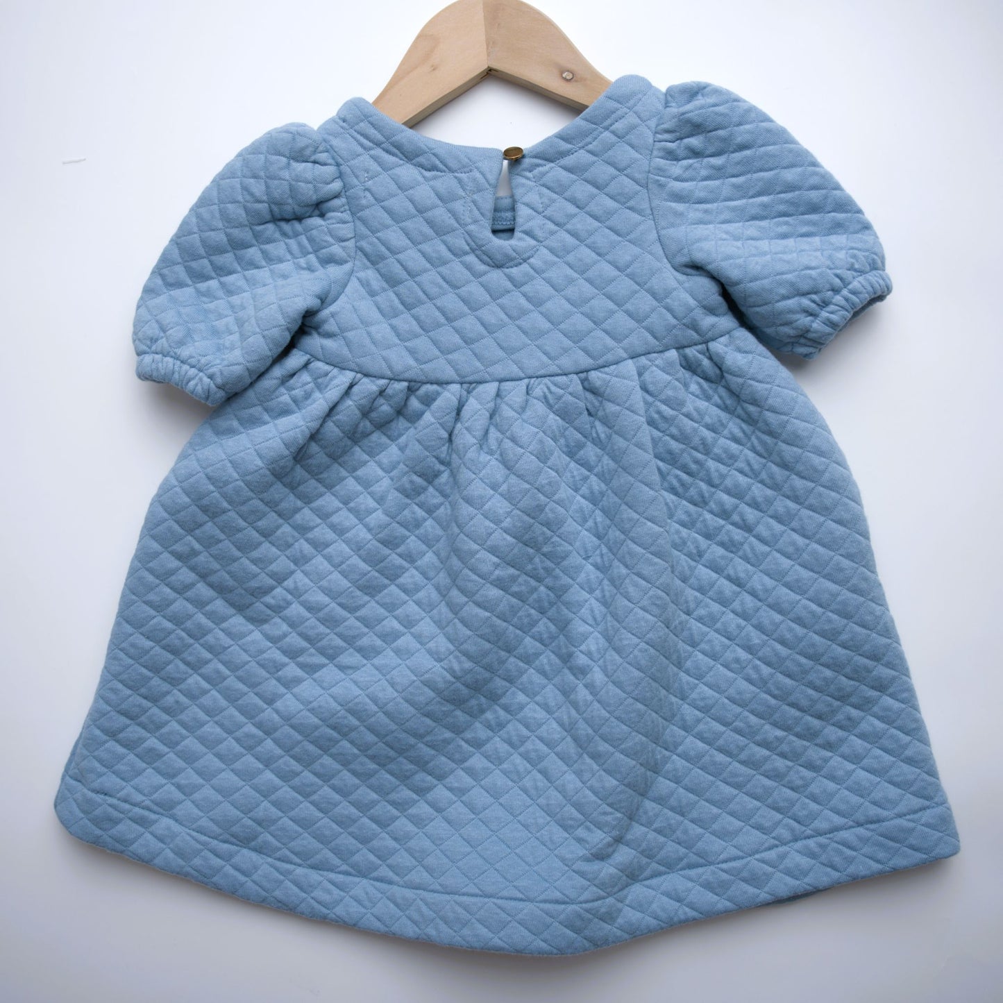Hope and Henry Quilted Puff Sleeve Dress – Dusty Blue Quilted