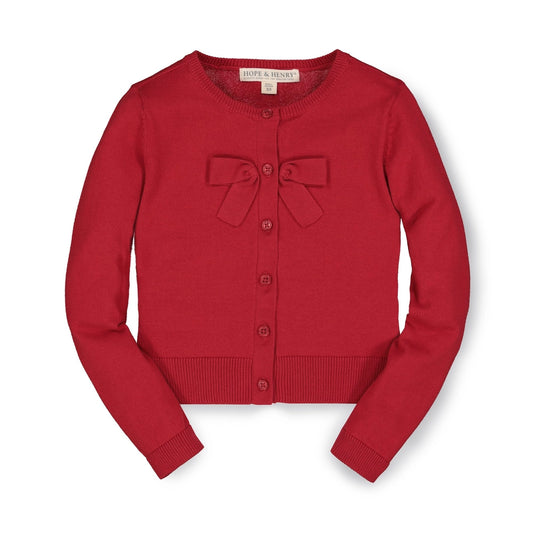 hope and henry, red, bow front, cardigan, christmas, long sleeve, dressy