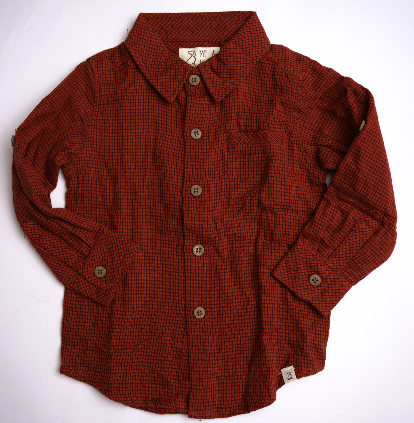 Me & Henry Atwood Woven Shirt – Rust/Black Micro Plaid Unlined