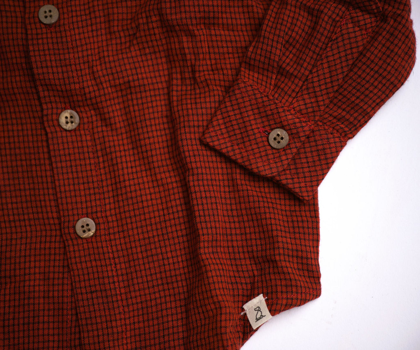Me & Henry Atwood Woven Shirt – Rust/Black Micro Plaid Unlined