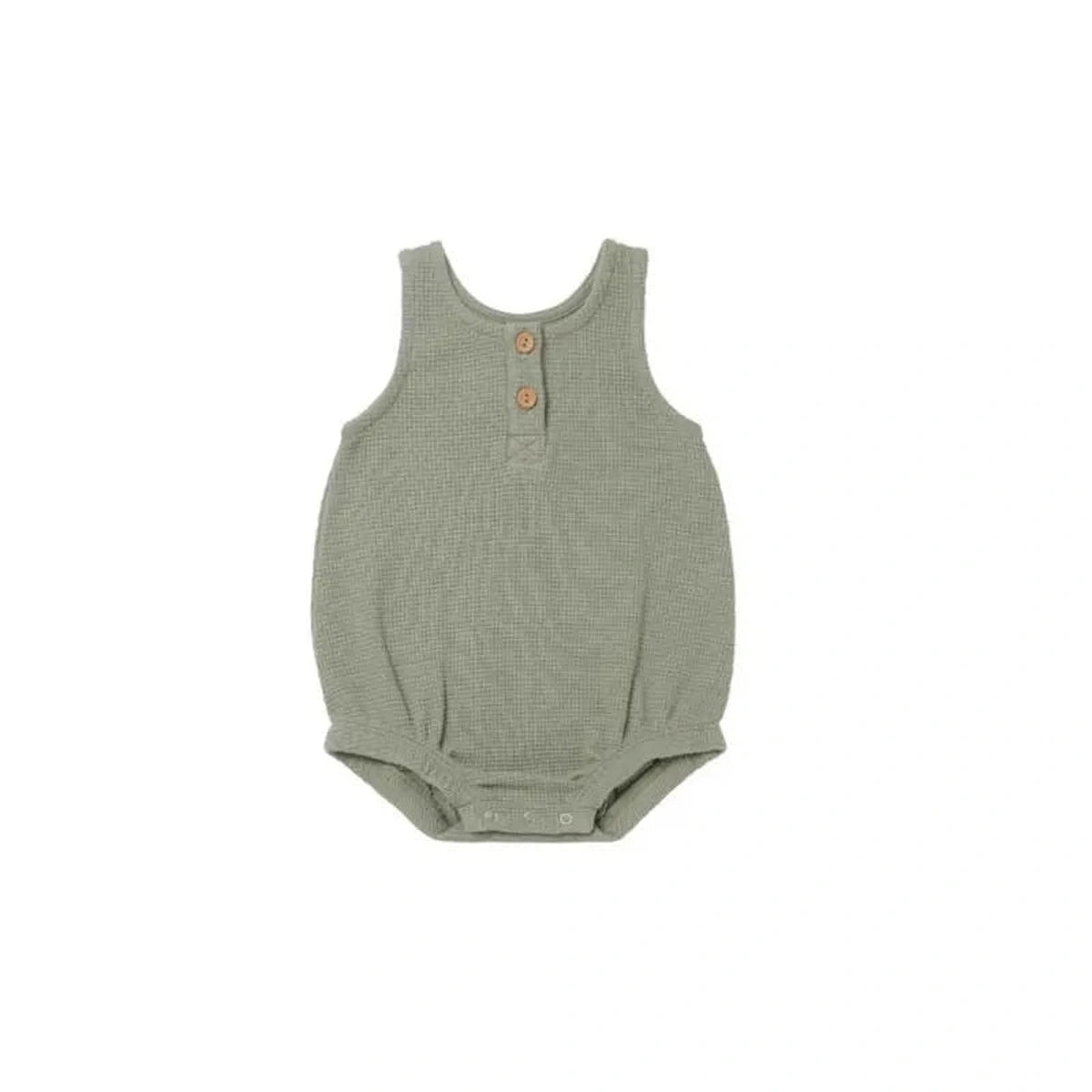 sage waffle romper