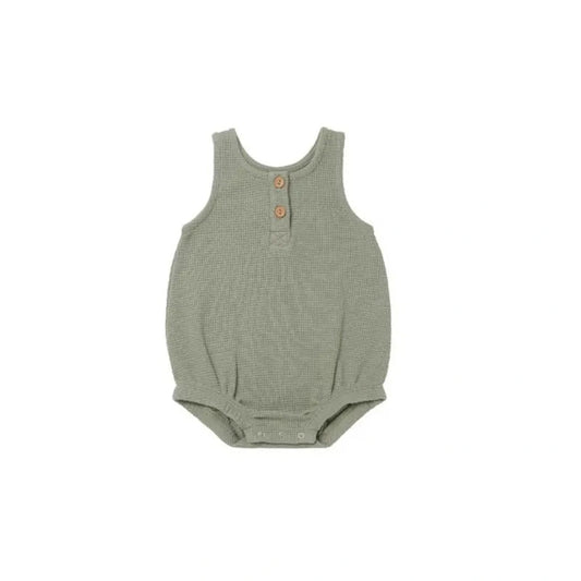 Land of Petite Baby Unisex Bubble Waffle Romper – Sage