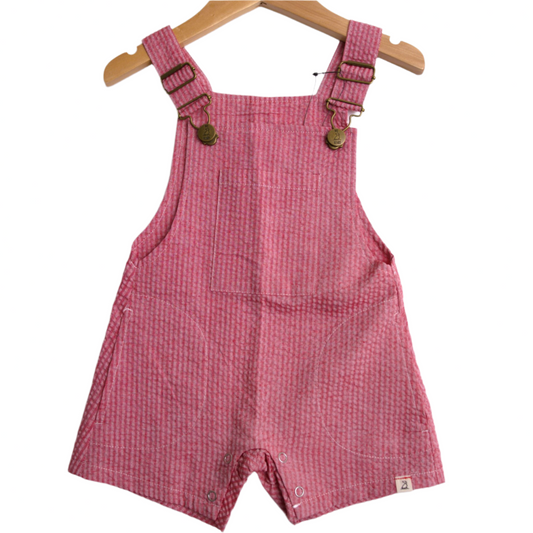 me and Henry galleon coral red seersucker woven overall shorts, shorts, one piece, overalls, little boy, toddler, baby, seersucker, lightweight, summer, spring