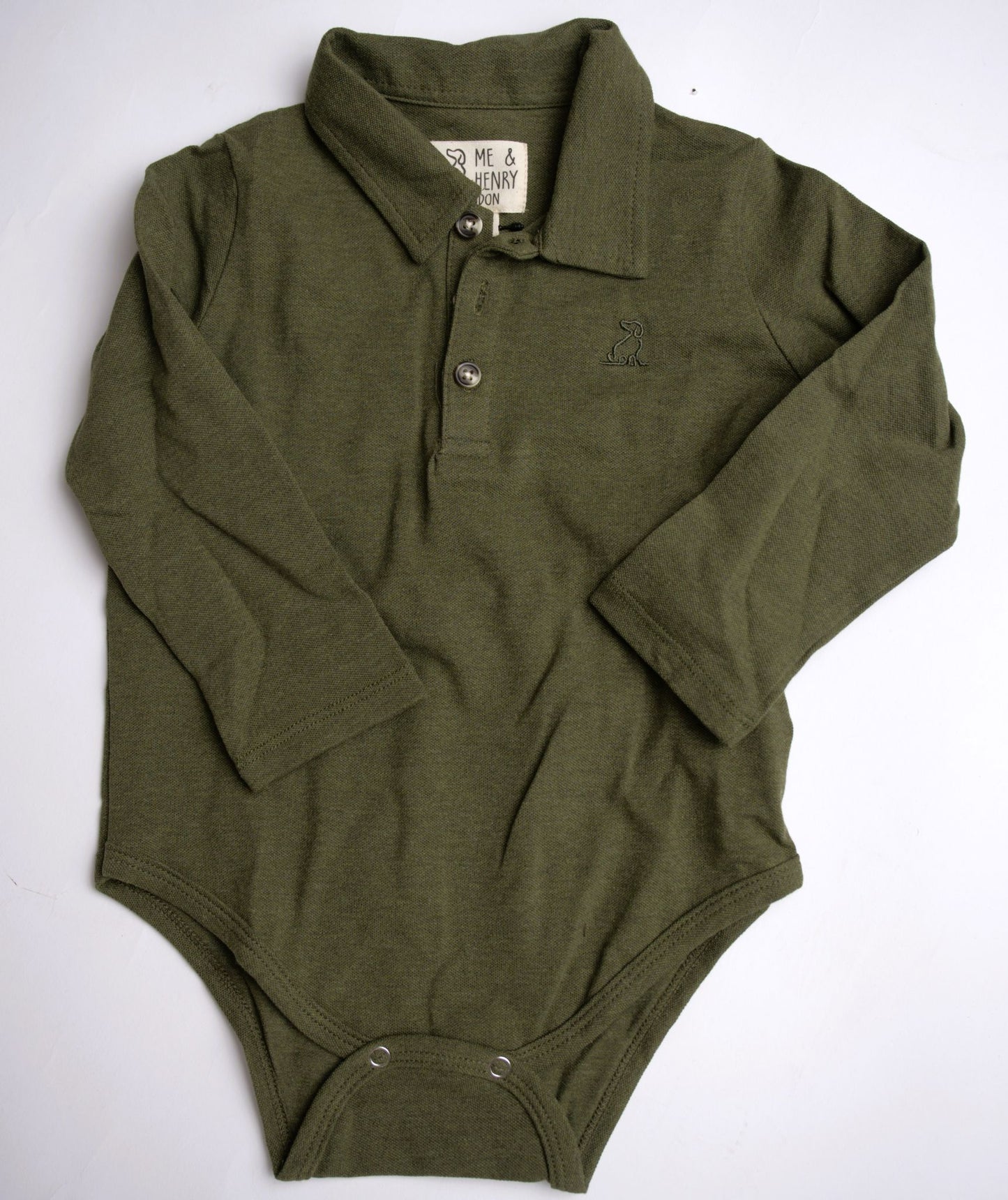 Me & Henry Seymour Pique Polo Onesie – Sage