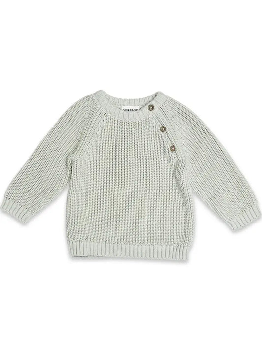 Viverano Organics Classic Chunky Knit Baby Pullover Sweater (Organic Cotton) - Stone
