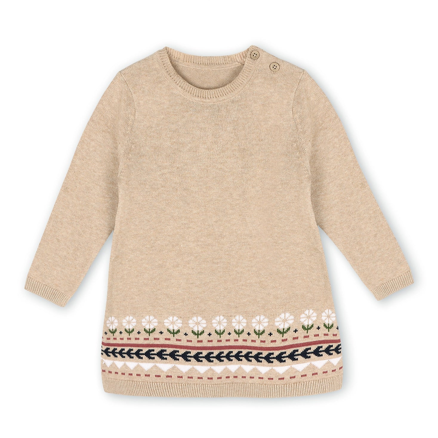 Fair Isle Sweater Knit Dress : Oat Heather 12-18 months Fair Isle Sweater Knit Dress : Oat Heather 12-18 months