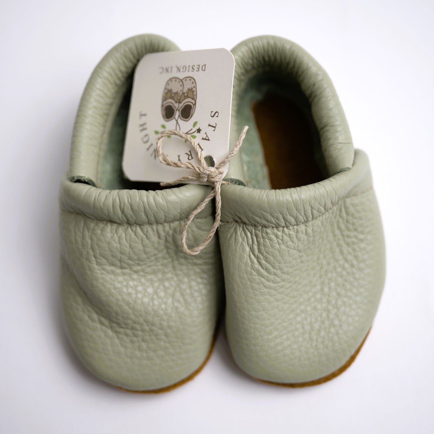Starry Knight Design Spring Leather Loafers Baby Booties Toddler Shoes Moccasin Tea Green