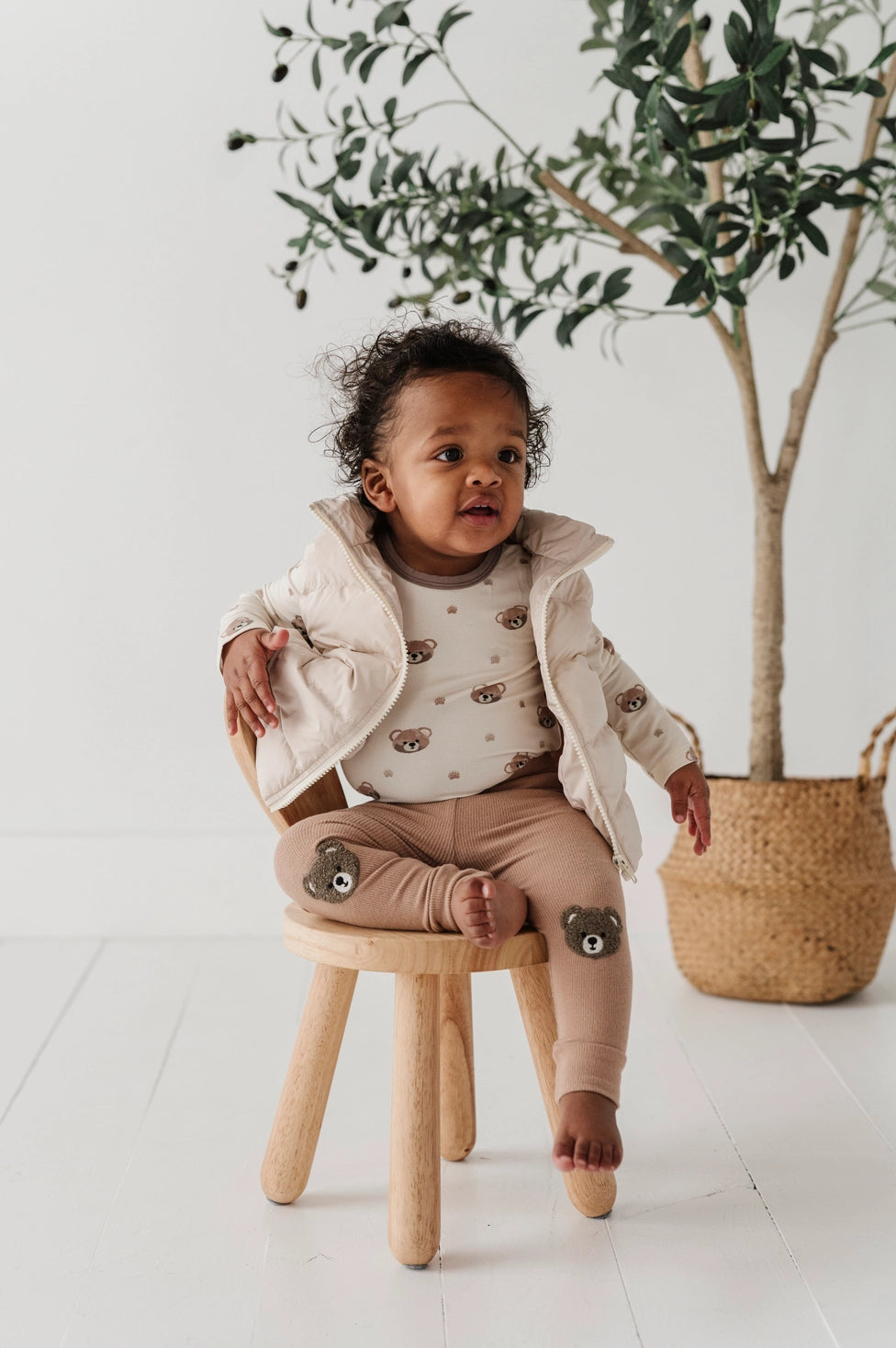 baby boy, long sleeve onesie, bear, bamboo cotton