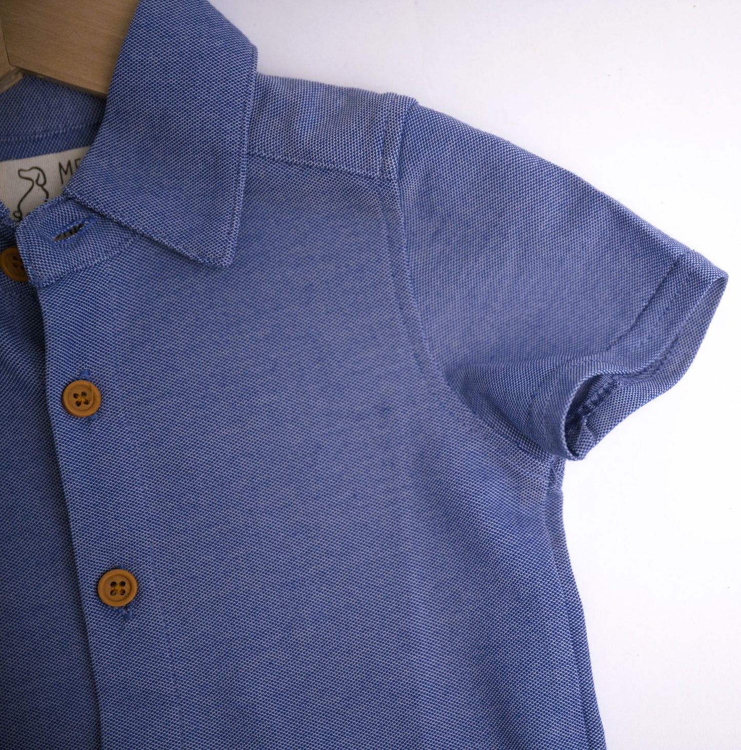 Me & Henry royal blue button up collared short sleeve shirt