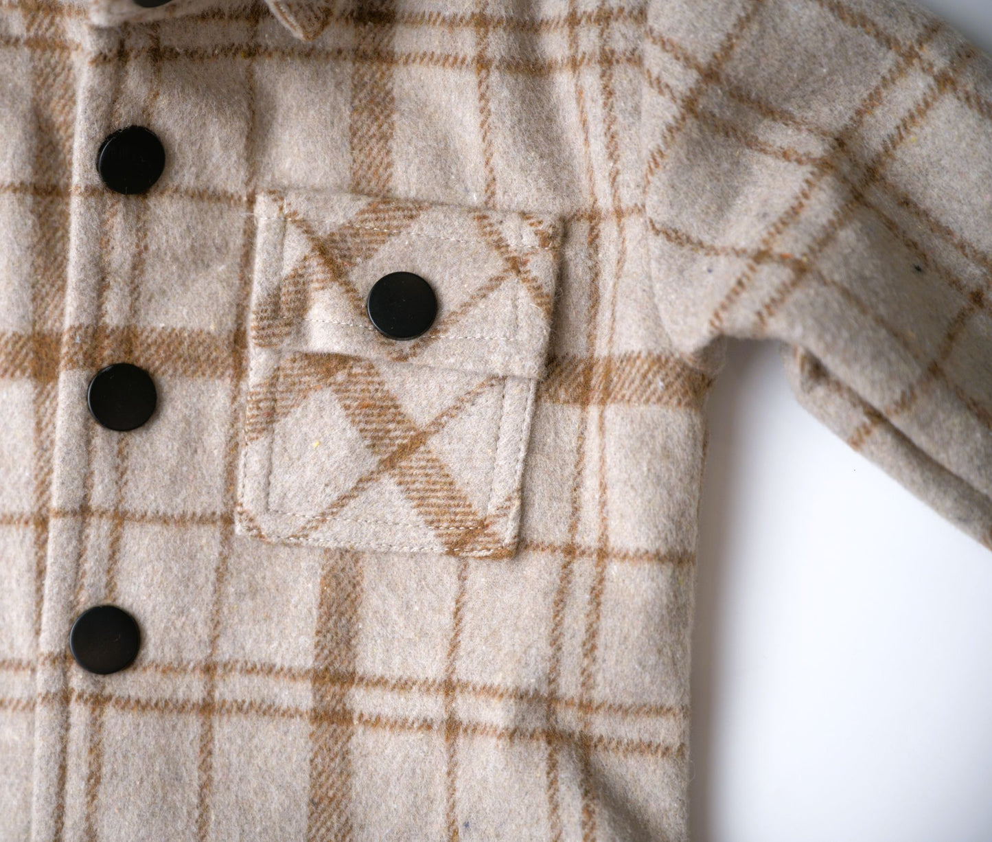 babysprouts, shacket, toffee, brown, beige, plaid, flannel, hood, boys
