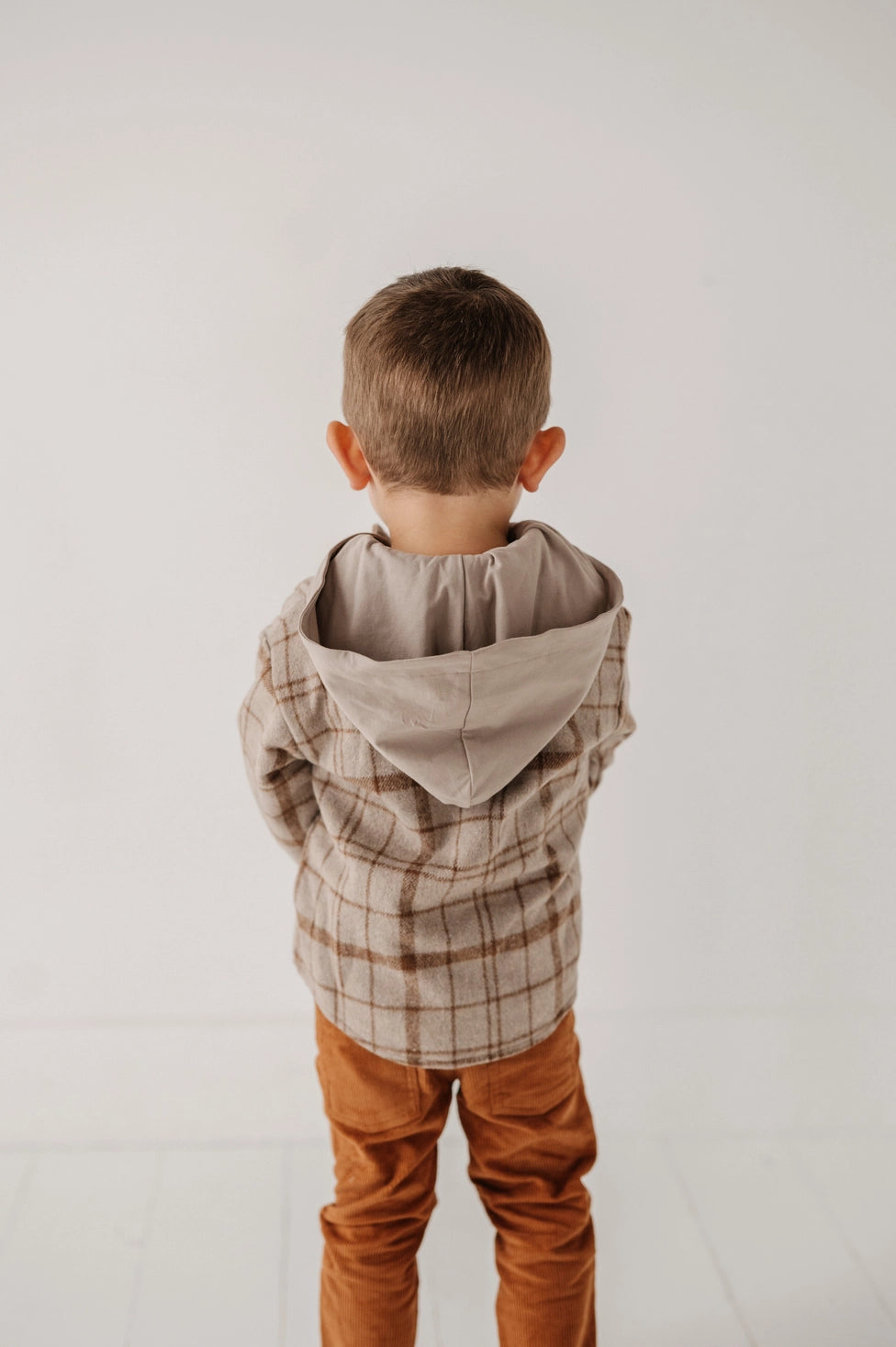 Babysprouts Clothing Company Hooded Shacket - Toffee Beige Plaid