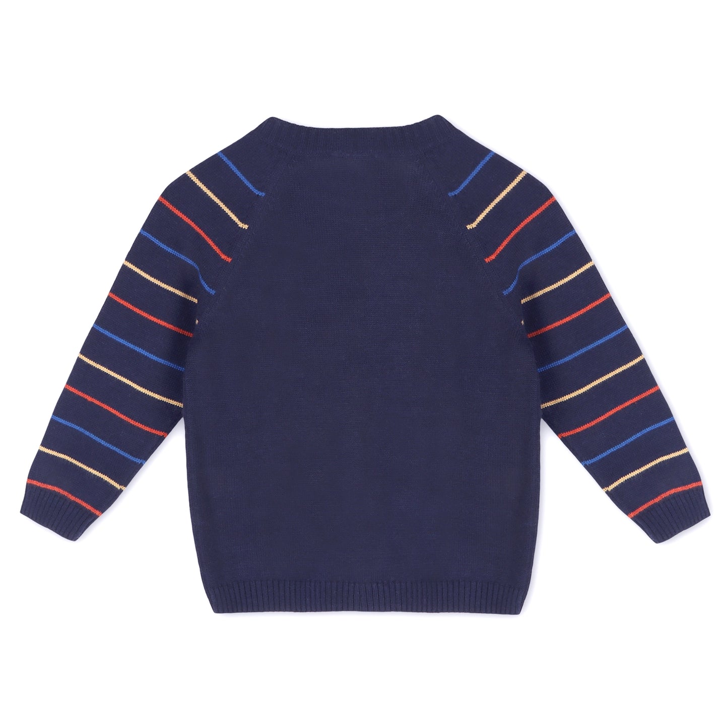 Viverano Organics Train Jacquard Knit Baby Raglan Pullover Sweater (Organic) – Navy Blue