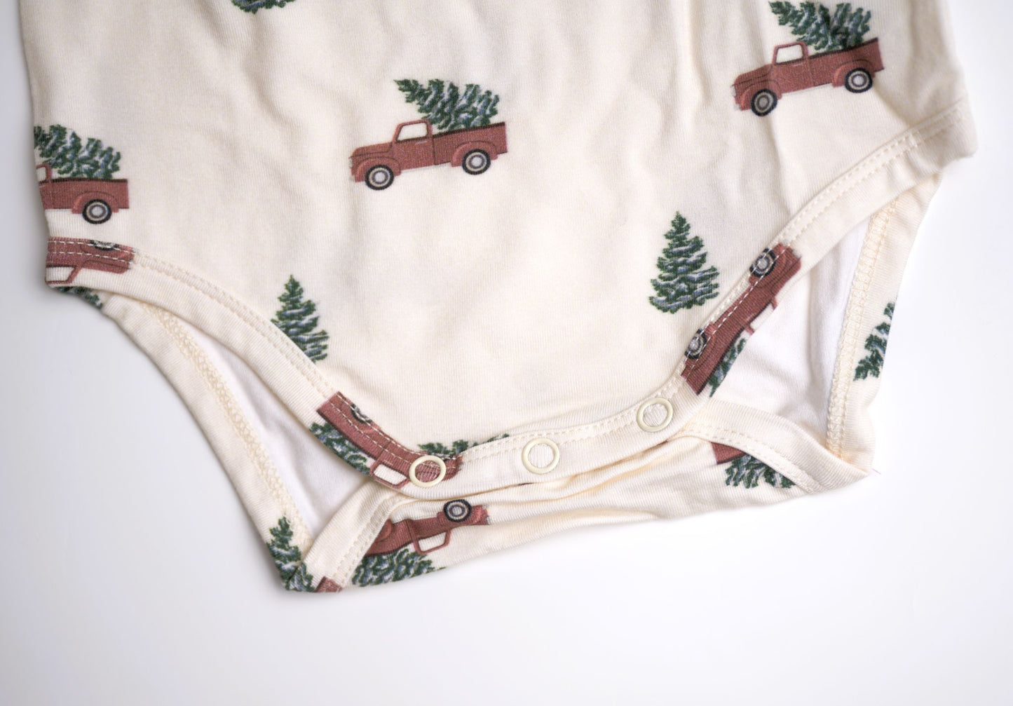 babysprouts bamboo cotton long sleeve christmas truck onsie