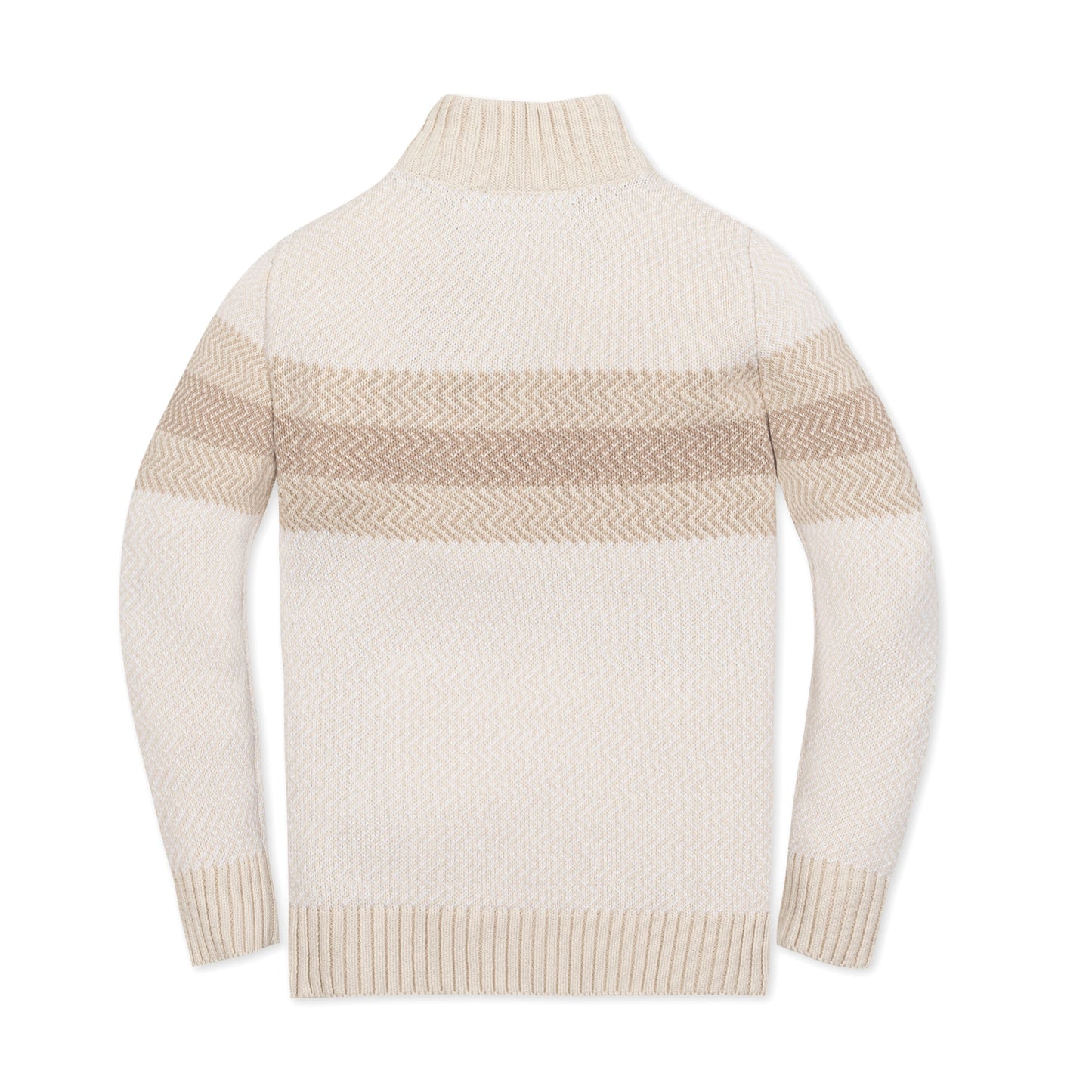 Hope & Henry Organic Half-Zip Sweater - Natural Chevron Chest Stripe