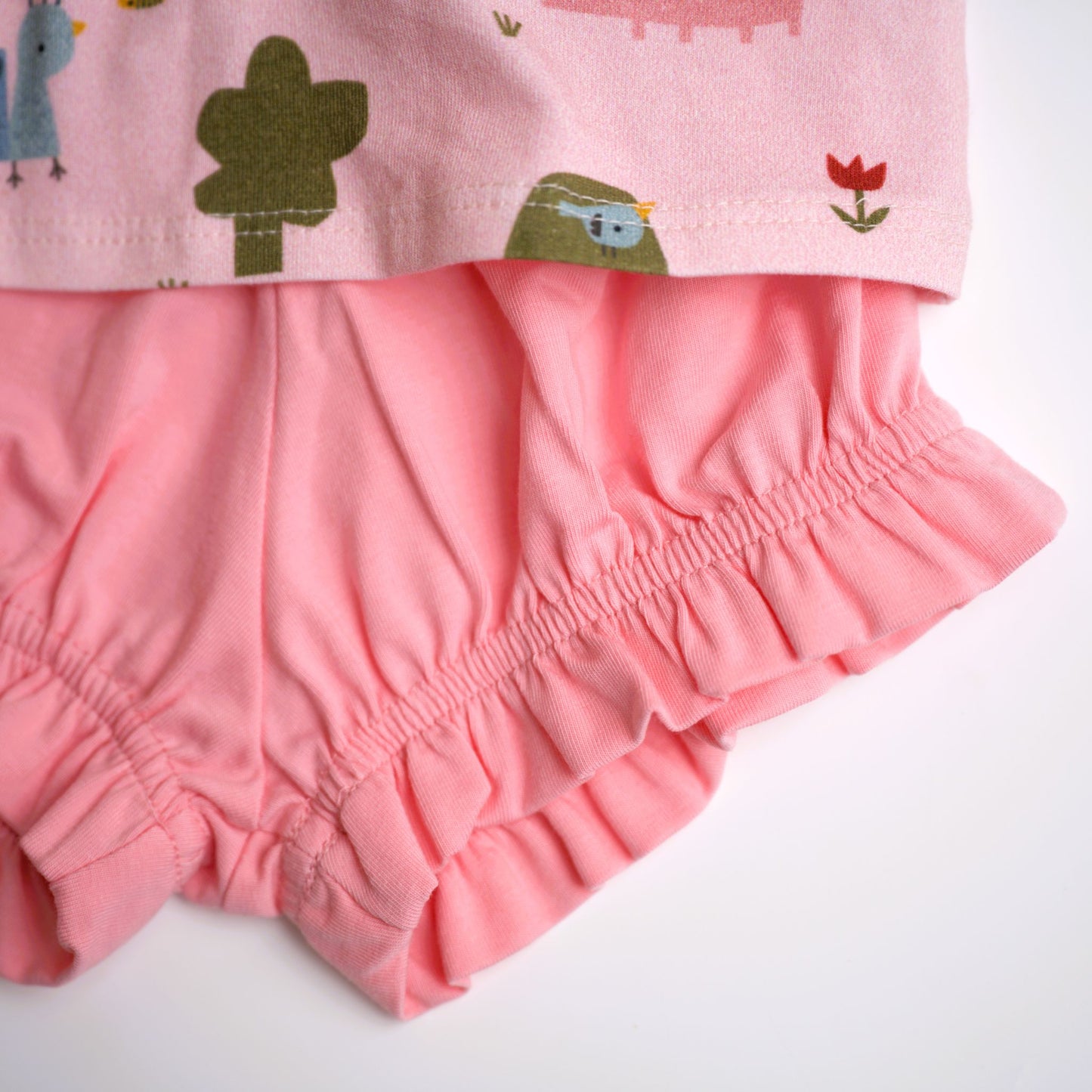 viverano farm baby girl pink playsuit tank and shorts cows chickens