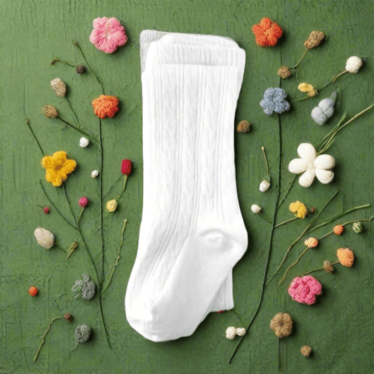 Little Stocking Company White Cable Knit Tights