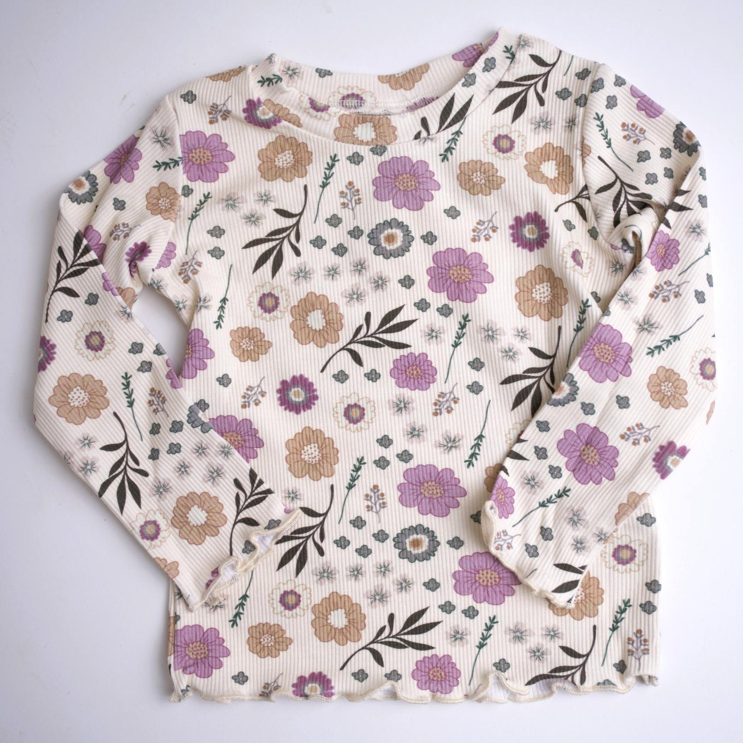 Babysprouts Lettuce Hem Tee – Winter Floral | Bamboo Cotton Kids Top