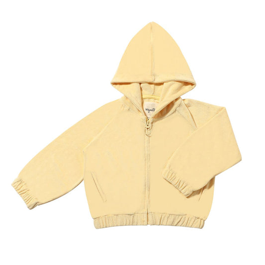 vignette, yellow, zip up terry hoodie for the girls