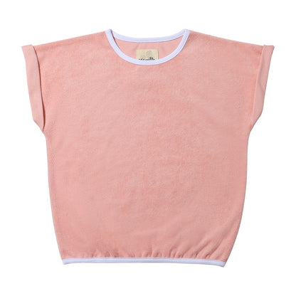 vignette, pink, terry, tee shirt for the girls, retro style